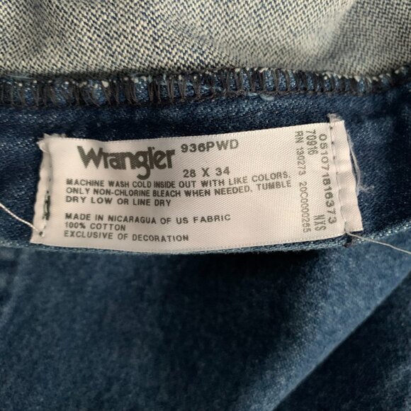 Wrangler Jeans Cowboy Cut Bootcut Mens 28x34 Blue Denim 936PWD Western Rodeo 90s - Picture 5 of 11